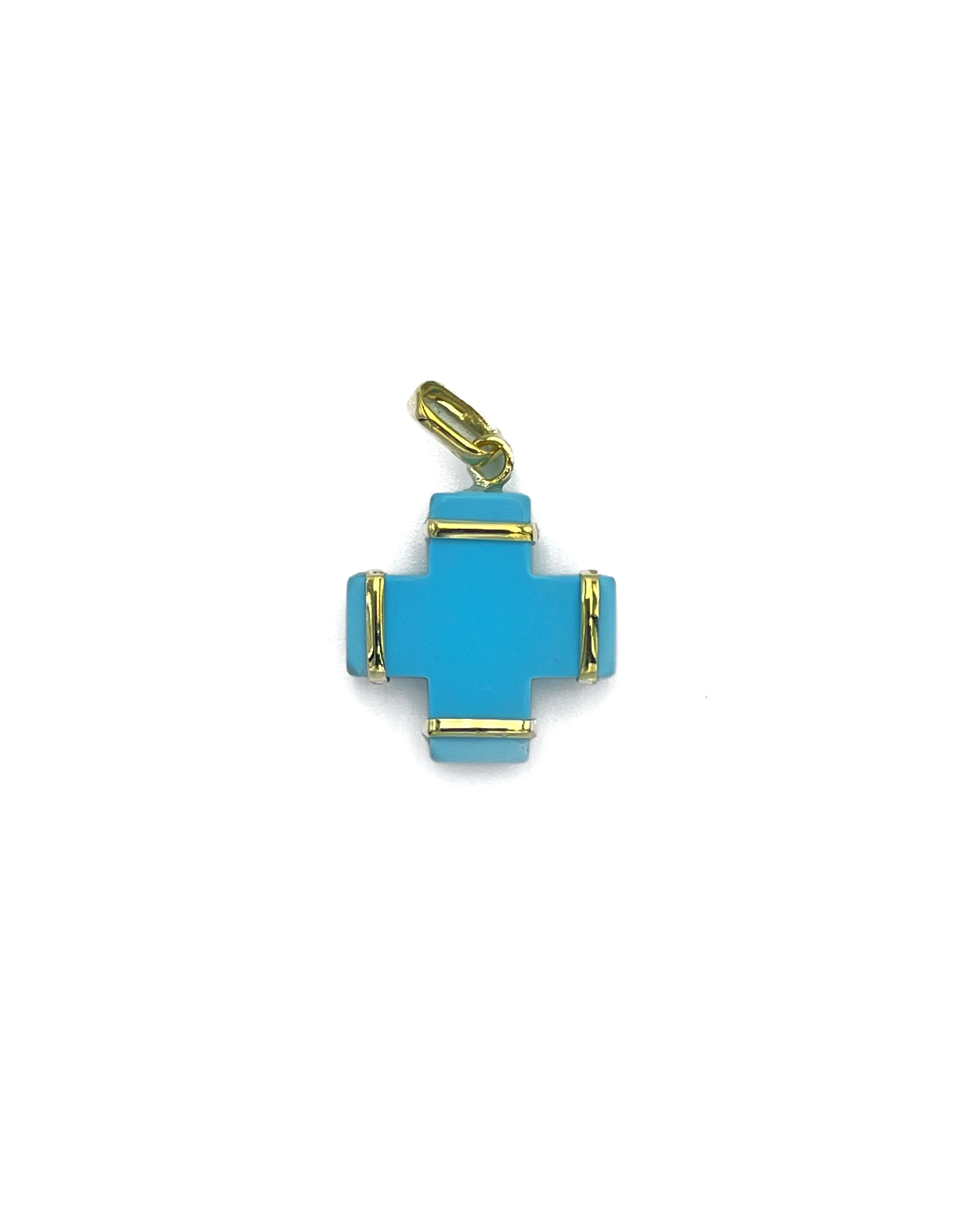 Σταυρός συνθετική πέτρα χρώμα τυρκουάζ με κρικακια