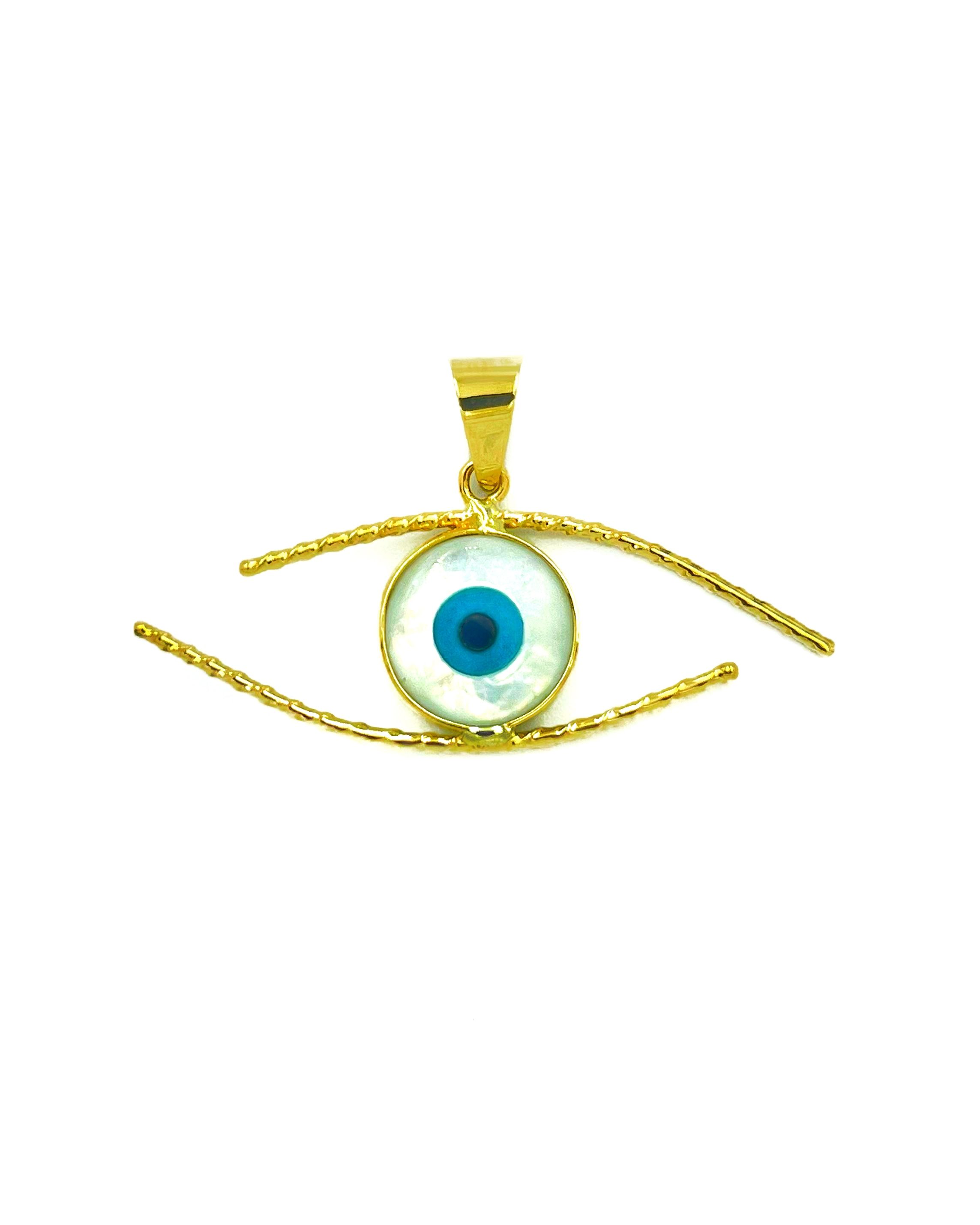 Ματάκι χειροποίητο σχέδιο μάτι με σύρμα και πέτρα φιλντισι