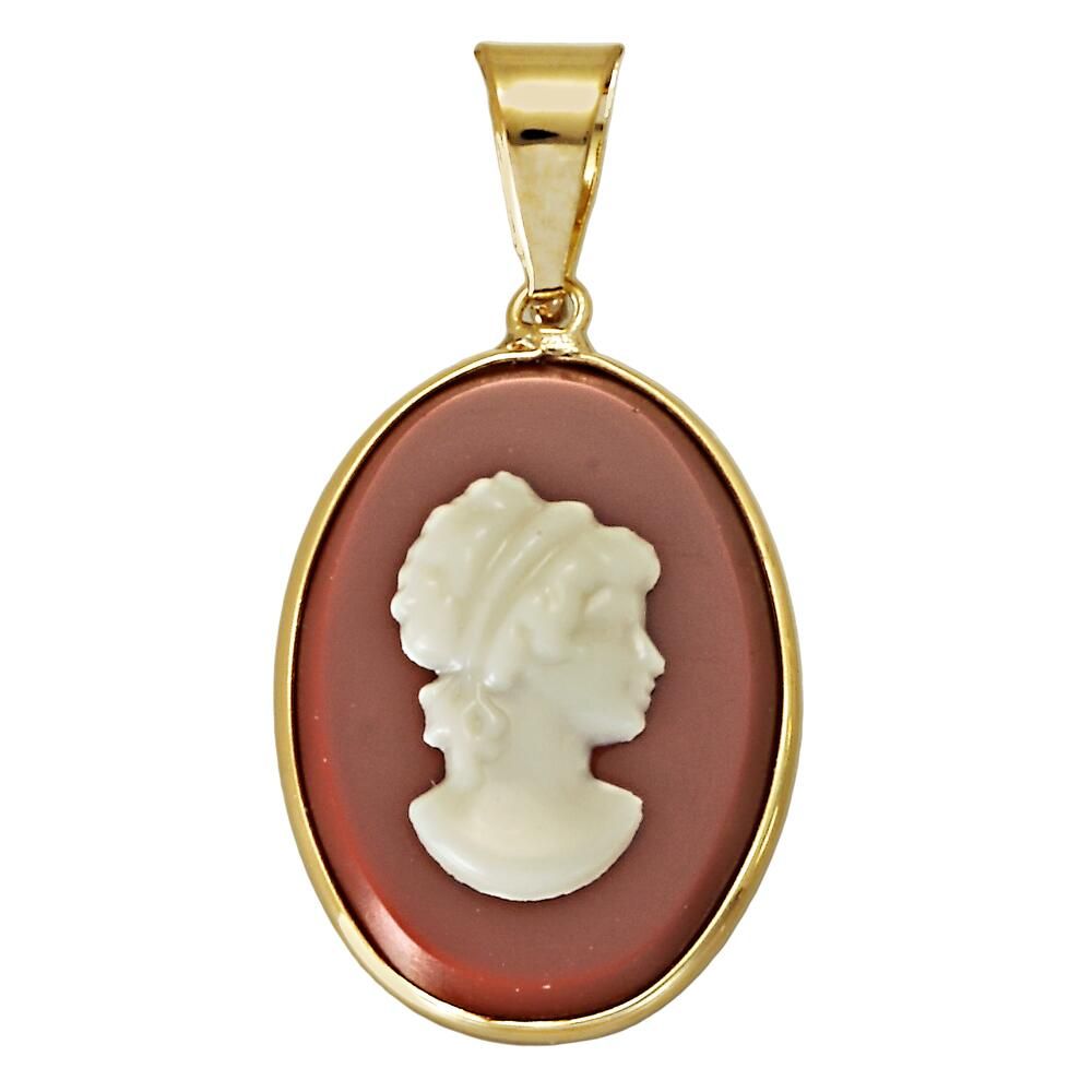 Μοτίφ απομιμηση cameo,γυάλινη πέτρα (χρώμα καφε)
