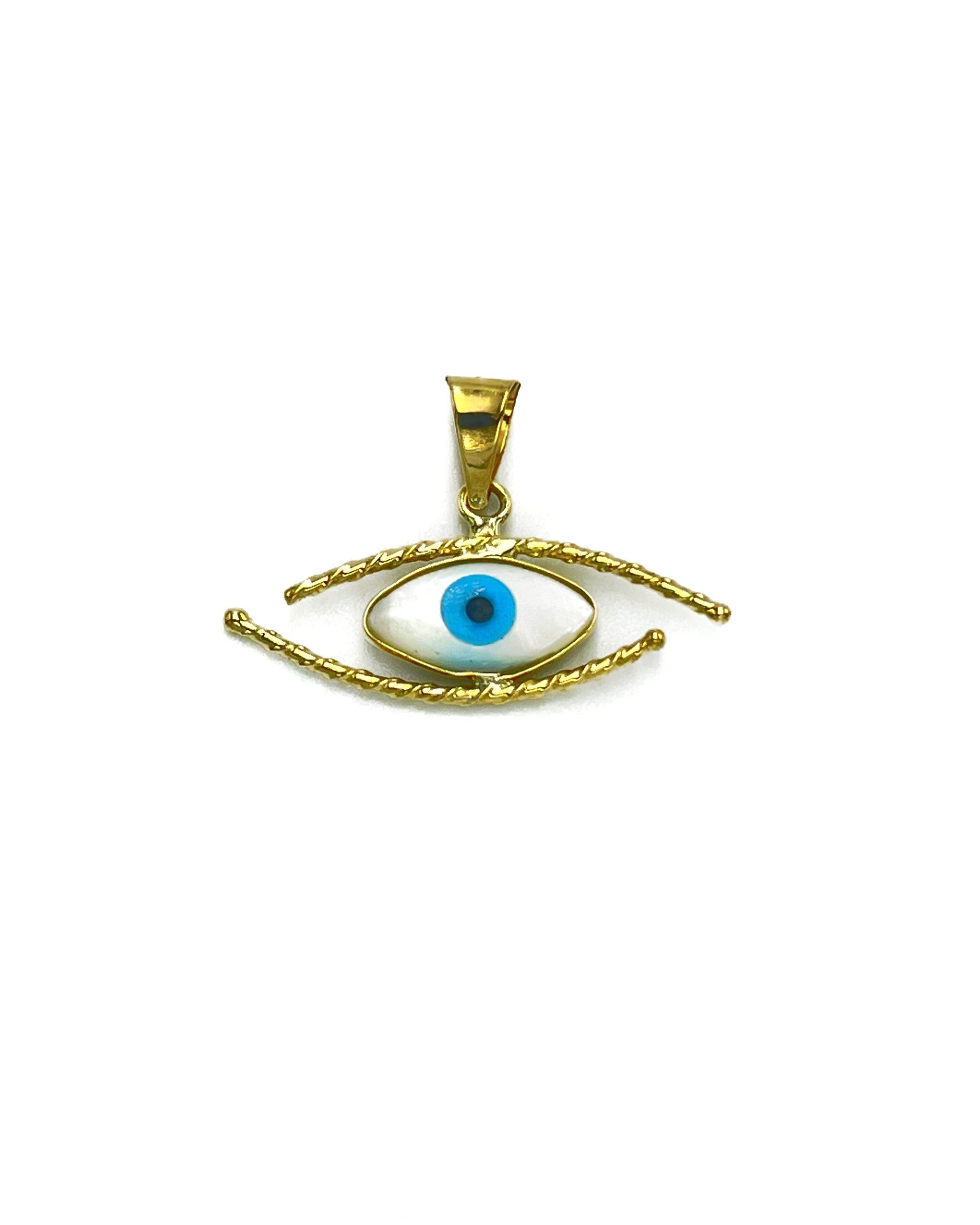 Ματάκι χειροποίητο σχέδιο μάτι με σύρμα και πέτρα φιλντισι